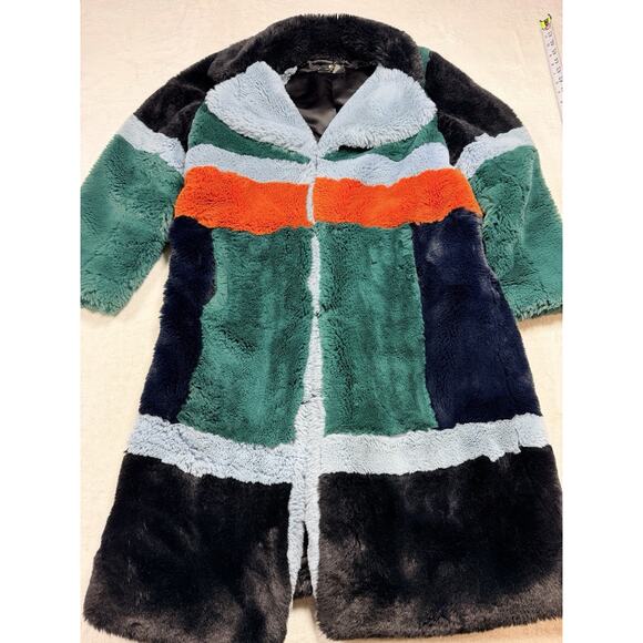 Heurueh Royal Me Colorblock Top Coat Sz. Lg 10-12 Ultra Luxe Glam Avant-Garde